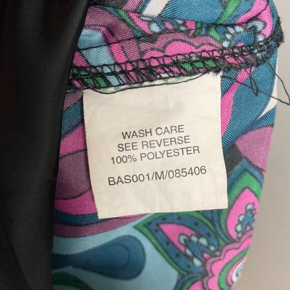 Vintage Y2K Dress Retro Print Flower Power V-Neck Mini A-Line Sleeveless Black - Picture 13 of 13